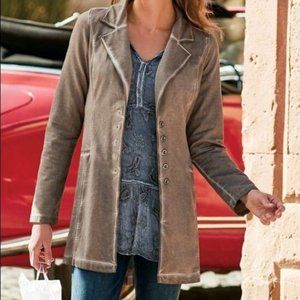 NWOT Soft Surroundings Pressley Burnished Jacket XL Taupe Distressed Boho Casu